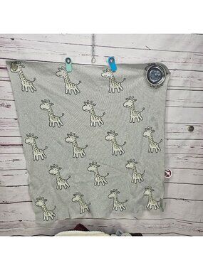 Frolics Baby Blanket Giraffe Design - Gray & White - Cotton Blend - 30"x30"